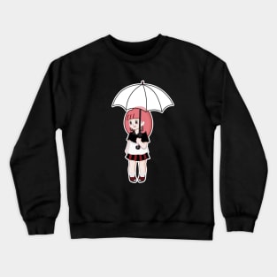 Cute girl with umbrella Crewneck Sweatshirt